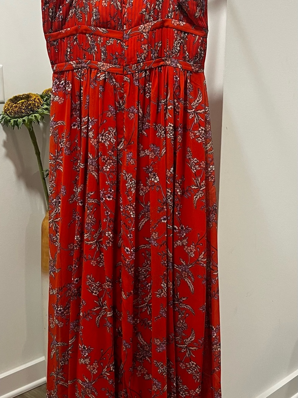 Aqua Paprika Square Neck Floral Maxi Dress